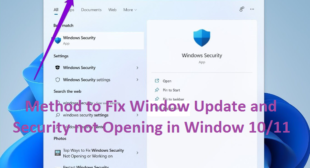 Method to Resolve Window Update and Security not Opening in Window
